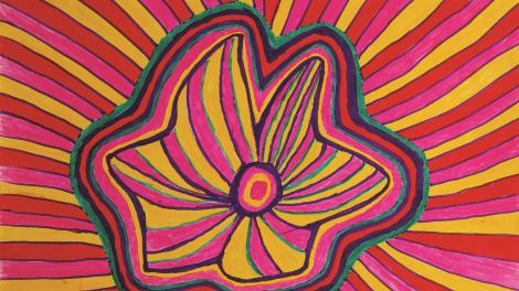 Aboriginal artwork with bright, striking colours